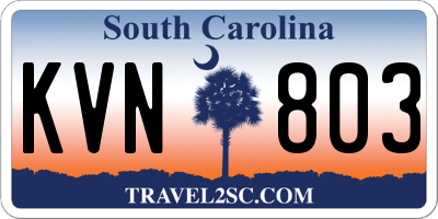 SC license plate KVN803