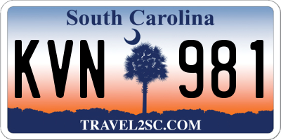 SC license plate KVN981