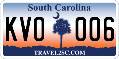SC license plate KVO006