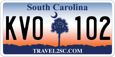 SC license plate KVO102