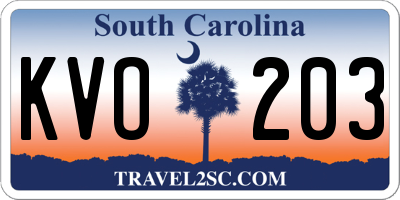 SC license plate KVO203