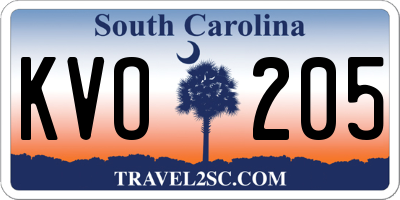 SC license plate KVO205