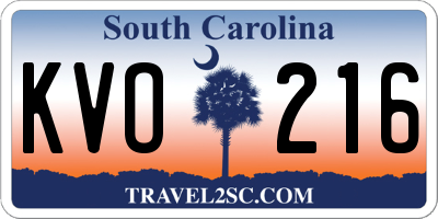 SC license plate KVO216