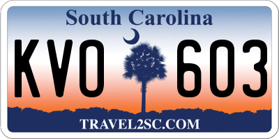 SC license plate KVO603