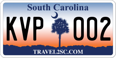 SC license plate KVP002