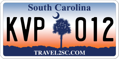 SC license plate KVP012