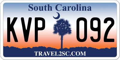 SC license plate KVP092