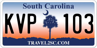 SC license plate KVP103