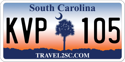 SC license plate KVP105