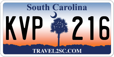 SC license plate KVP216