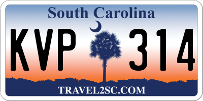 SC license plate KVP314