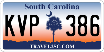 SC license plate KVP386