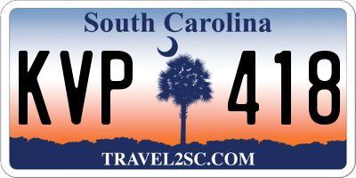 SC license plate KVP418