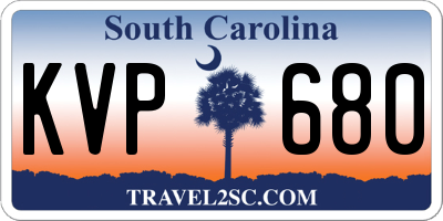 SC license plate KVP680