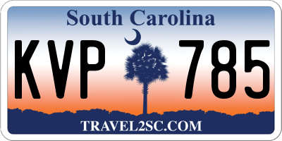 SC license plate KVP785