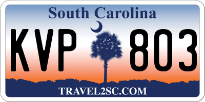 SC license plate KVP803