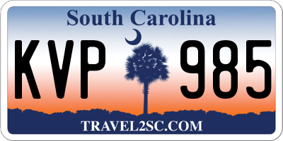 SC license plate KVP985