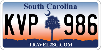 SC license plate KVP986