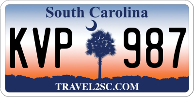 SC license plate KVP987