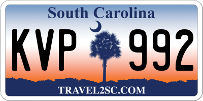 SC license plate KVP992