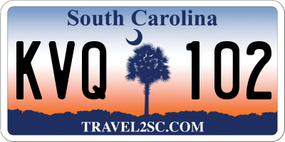 SC license plate KVQ102