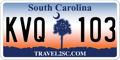 SC license plate KVQ103