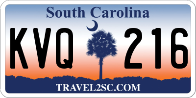 SC license plate KVQ216