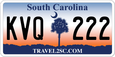 SC license plate KVQ222