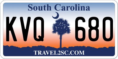 SC license plate KVQ680