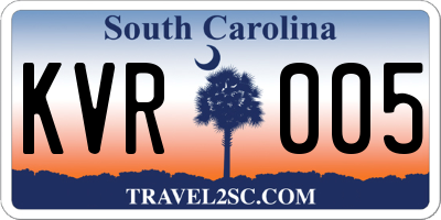 SC license plate KVR005