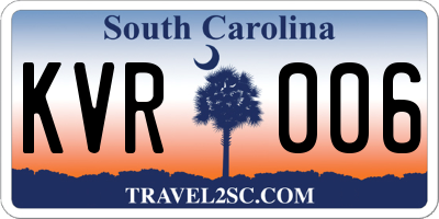 SC license plate KVR006