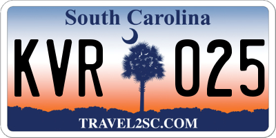 SC license plate KVR025