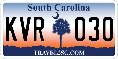 SC license plate KVR030