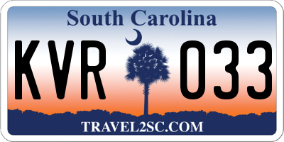 SC license plate KVR033