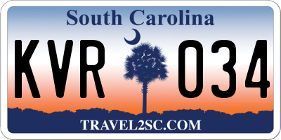 SC license plate KVR034