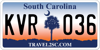 SC license plate KVR036