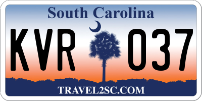 SC license plate KVR037