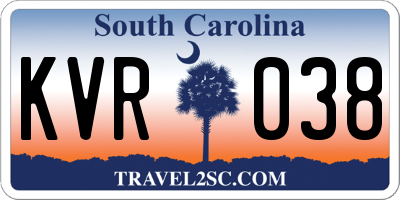 SC license plate KVR038