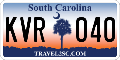 SC license plate KVR040