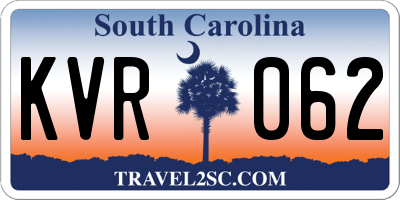 SC license plate KVR062