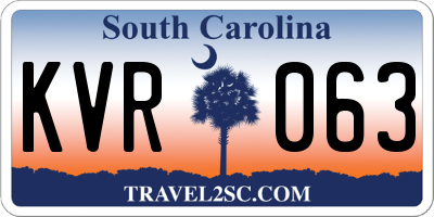 SC license plate KVR063