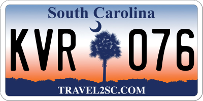 SC license plate KVR076