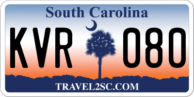 SC license plate KVR080