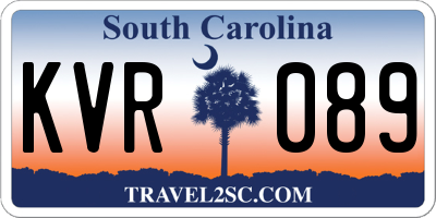 SC license plate KVR089