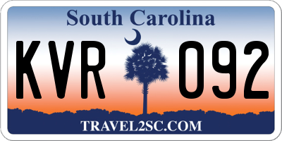 SC license plate KVR092