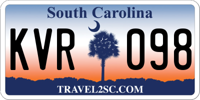 SC license plate KVR098
