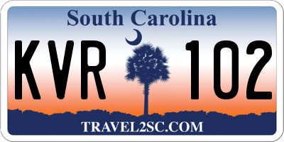 SC license plate KVR102
