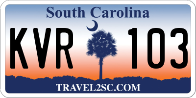SC license plate KVR103