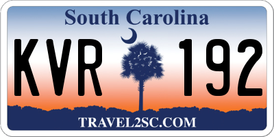 SC license plate KVR192
