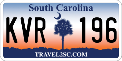 SC license plate KVR196